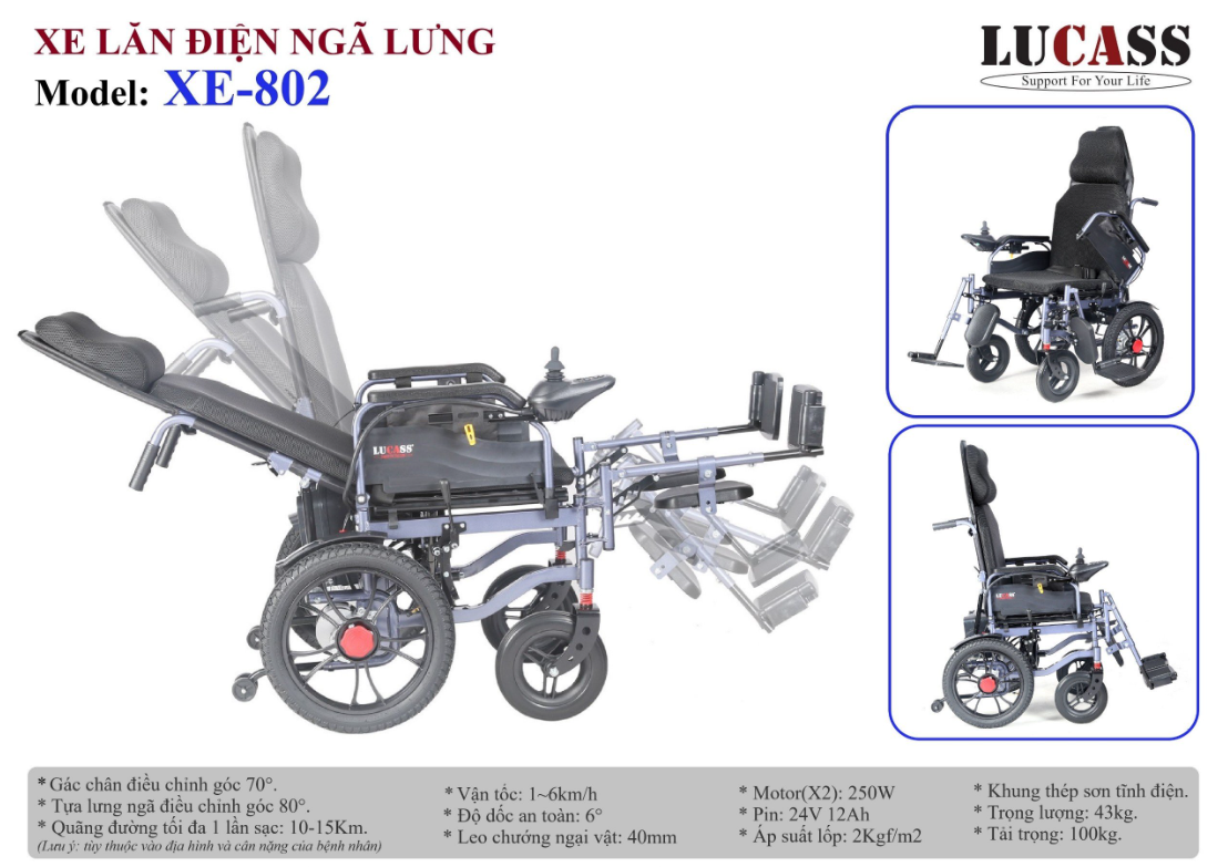 Xe lăn điện đa năng Lucass XE-802